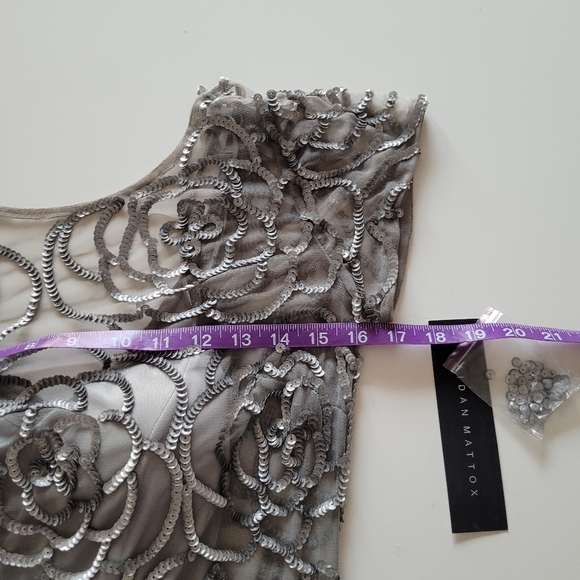 Aidan Mattox silver sequin formal ball gown dress - Picture 5 of 13